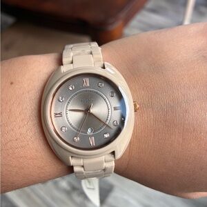 New Fossil Cream and Silver Women's Watch